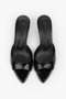Women's Saint Black Patent Leather Mini Heeled Slippers - 2
