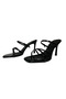 Black Thin Heeled Women's Slippers - 4