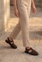 Women's Genuine Leather Ankle Strap Buckle Closed Front Striped Casual Sandals Vesola Brown Suede - 4