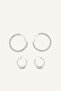 Women's Silver Color 2-Piece Hoop Earrings H8635Axns