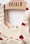 My Little One's Baby Girl Jumpsuit with Heart Patterned Hat - Red - 2