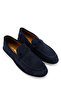 Men's Genuine Leather Navy Blue Suede Loafers - 2
