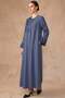Pattern and Stone Detailed Cupra Silk Robe Dark Blue 6855 - 2