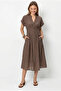 Women's Mink V-Neck Lined Midi Dress with Elastic Back and Pocket Detail 5208 60286307 - 4