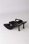 Seç 2622 Genuine Leather Women's Heelled Slippers (Heel Height: 9 cm) Black Suede - 6