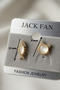 Jack Fan Gold Plated Cat's Eye Stone Cat Fish Earrings Asymmetrical Combination New Generation Stud Earring Set - 2