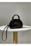 Ezzybliss Women's Black Mini Shiny Belt Detailed Strap Shoulder Bag - 2