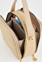 Women's Hazer Wicker Faux Leather 3-Compartment Lined Adjustable Strap Zipper Closure Hand and Shoulder Bag - 5