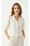 Embroidered Ruffle Collar Shirt