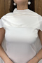 Women's White Belted Satin Promise Engagement Wedding Evening Dress - 3