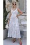 Buketli̇ Women's Square Collar Large Polka Dot Hem Flared Straps Combed Cotton Long Dress - 7