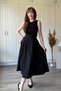 Belted Poplin Black Skirt Dress