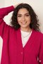 Women's Dark Pink Hair Weave Pattern Long Buttoned Relaxed Fit Knitwear Cardigan Hzl23W-Bd1100691 - 4