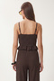 Flounced Blouse Trousers Crinkle Set Lfw0025 Brown - 4