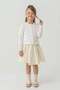 Girl's Leaf Patterned White Knitwear Cardigan 5-9 Years