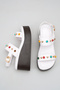 Alessia Rosetti White Beaded Women's Colorful Bead Detailed Daily Double Strap Ankle Strap Wedge Heeled Sandals - 3