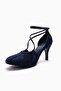 Eliza Navy Blue Suede Women's Heeled Shoes - 6