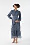 M0015-Collar Tie Flower Pattern Maxi Maternity Dress - 2