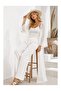 Premium Glitter Woven Yoryo Chiffon Long White Beach Kimono – Resort Beachwear - 2