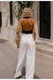 Aura white modal palazzo pants - v shape waist detail - 2