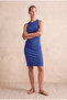 Women's Slim Fit Crew Neck Sleeveless Blue Cotton / Elastane Ribbed Mini Dress Violeta - 3