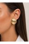 Brass Gold Color Circle Model Women's Earrings - 2