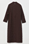 Plus Size Thin Quilted Overcoat - Brown - 4