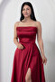 Strapless Neckline Rhinestone Straps Ruffle Satin Dress Drp582 - 2
