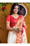 Red & White Banarasi Soft Silk Saree with Zari Border - KTZ7636 | Red - 2