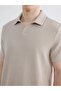 Xside Beige Polo Collar Men's T-Shirt - 5
