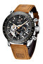 Watches for Men Luxury Quartz Water Resistant Watch Men's Chronograph Genuine Leather Strap 5120 Brown