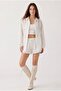 White Bohemian Embroidered Long Sleeve Shirt Mini Shorts Set