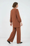 Women's Long Sleeve Round Neck Milk Coffee Color Set - 6