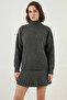 Women's Turtleneck Knitwear Anthracite Double Set - 3