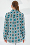 Women's Graphic Patterned Viscose B.Blue Shirt - 5