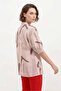 Women's Oversize Patterned Viscose Beige Shirt - 3