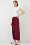 Women's High Waist Linen Burgundy Trousers - 3