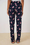 Women's Elastic Waist Bear Patterned Navy Blue Pajama Bottoms - 5