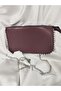 Burgundy Wine Stone Edge Detailed Beaded Portfolio Clutch Handbag - 2