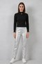 Women's High Collar Ribbon Detail Black Blouse - 2