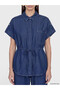 Trendlucky Women's Linen Blend Jean Shirt with Lace-Up Detail - 3