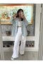 Women's Printed Oversize Jean Shirt – Artistic Denim Elegance 🦋 ✨ - 2