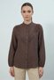 Women's Ruffled Lace Detailed Brown Shirt