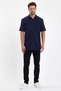 Navy Blue Short Sleeve Knitted Shirt - 2