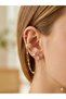 Zircon Stone Gold Steel Earring Set - Multiple Earrings with Cartilage Chain and Baguette Stones - 2