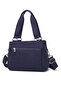 Medium Size Multi-Pocket Waterproof Lightweight Crinkle Fabric Women's Shoulder Bag Navy Blue - 2