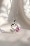 Steel Necklace with Zircon Stone and Swan Heart Design - 2