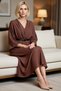 Women's Double Breasted Collared Bat Sleeve A-Line Midi Dress with Belt Three Quarter Aerobin Woven Casual Comfortable - 3