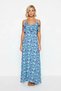 Women's Flounced V-Neck Thin Straps Floral Pattern Woven Beach Maxi Dress Unlined Daily Casual Modern - 4