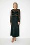 Women Maxi Long Dress Lace Collar Bicycle Fish Cut Sleeve Satin Textured Modern Elegant Daily Casual - 4